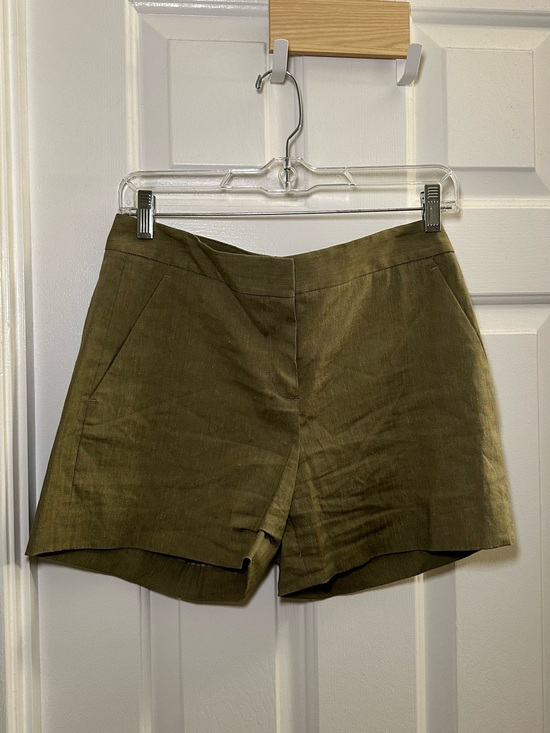 Theory Pants - Theory Olive High-Rise Linen-Blend Shorts